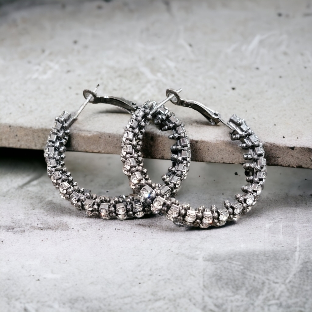 Gorgeous Black and CZ Rhinestone Earrings